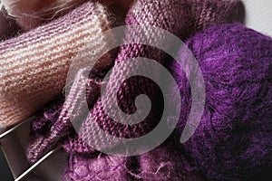 Purple and pink yarn