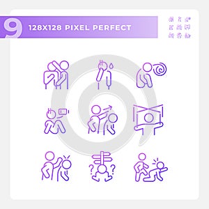 Purple pixel perfect psychology icons set