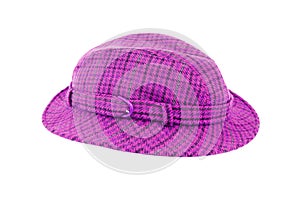 purple plaid hat isolated on white background