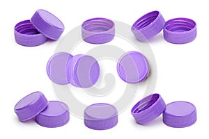 Purple plastic bottle cap on white background