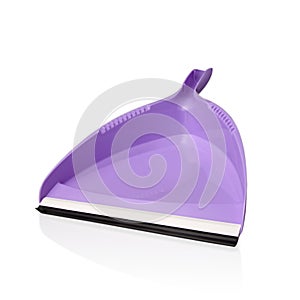 Purple plastic garbage scoop isolated on white background.