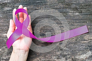 Purple plum color ribbon for raising awareness on Alzheimer`s disease, Breastfeeding, Eating disorder, family caregivers