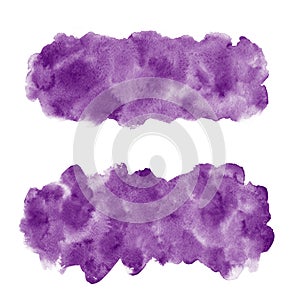 Purple, plum violet watercolor banner shapes, brush strokes