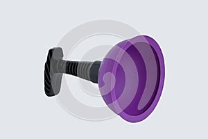 Purple plunger black handle . White background