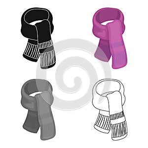 Purple plush scarf for women.Scarves and shawls single icon in cartoon style vector symbol stock illustration.