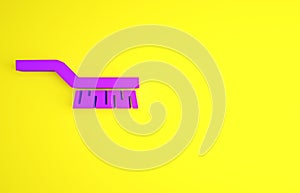 Purple Pool table brush icon isolated on yellow background. Biliard table brush. Minimalism concept. 3d illustration 3D