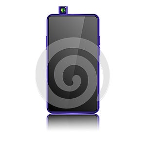 Purple pop up camera realistic smartphone