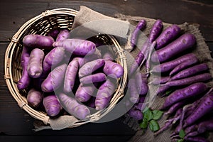 Purple Potatoes in Basket