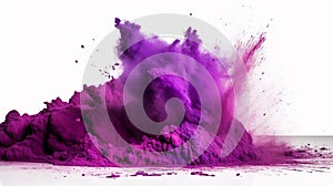 Purple powder explosion isolated on white background. 3d rendering. generative ai