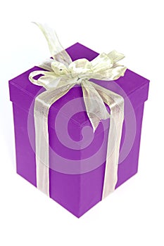 Purple present box on isolated background