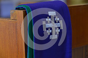 Purple priest stole used for confessions photo