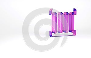 Purple Prison window icon isolated on white background. Minimalism concept. 3d illustration 3D render