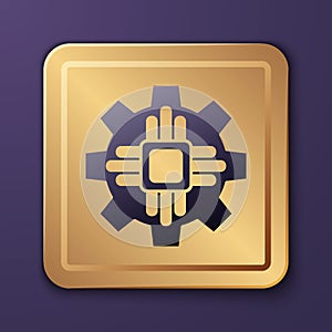 Purple Processor icon isolated on purple background. CPU, central processing unit, microchip, microcircuit, computer