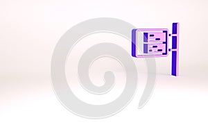 Purple Public transport board icon isolated on white background. Mechanical scoreboard. Info of flight on the billboard