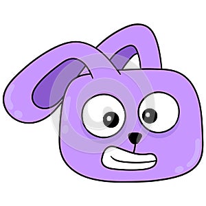 Purple rabbit head gawking furiously, doodle icon drawing