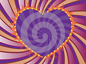 Purple rays background with heart