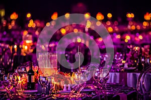 Decor for a large party or gala dinner photo