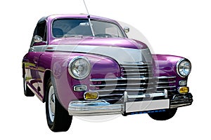 Purple retro car isolated