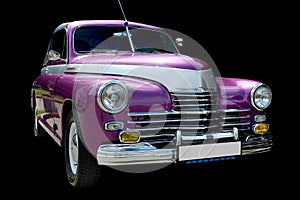 Purple retro car isolated