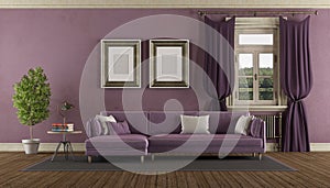 Purple retro living room