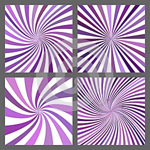 Purple spiral ray and starburst background set