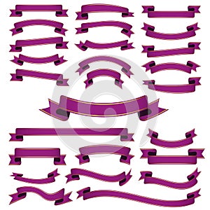 Purple ribbon banner on transparent background