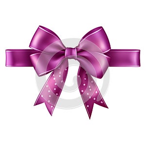 Purple Ribbon Bow on isolated background,Shiny Elegance for Celebrations and Victories