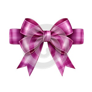 Purple Ribbon Bow on isolated background,Shiny Elegance for Celebrations and Victories.