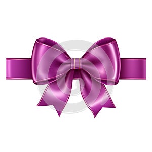 Purple Ribbon Bow on isolated background,Shiny Elegance for Celebrations and Victories.