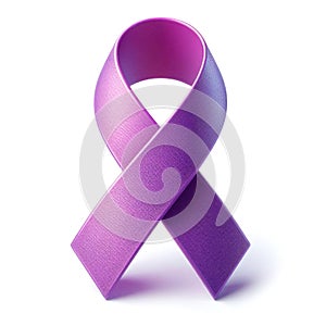 Purple ribbon cancer awareness symbol isolated on white background