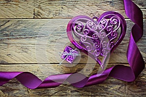Purple ribbon, heart and gift box