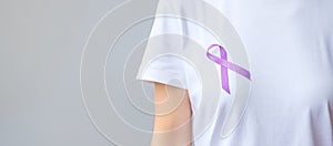 Purple Ribbon for Pancreatic, Esophageal, Testicular cancer, world Alzheimer, epilepsy, lupus, Sarcoidosis, Fibromyalgia and