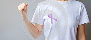 Purple Ribbon for Pancreatic, Esophageal, Testicular cancer, world Alzheimer, epilepsy, lupus, Sarcoidosis, Fibromyalgia and