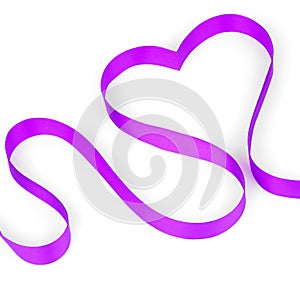 Purple ribbon shaping heart