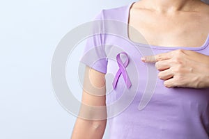 Purple Ribbon for Violence, Pancreatic, Esophageal, Testicular cancer, Alzheimer, epilepsy, lupus, Sarcoidosis and Fibromyalgia.