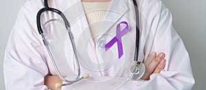 purple Ribbon for Violence, Pancreatic, Esophageal, Testicular cancer, Alzheimer, epilepsy, lupus, Sarcoidosis and Fibromyalgia.