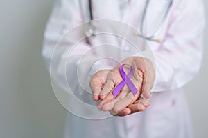 purple Ribbon for Violence, Pancreatic, Esophageal, Testicular cancer, Alzheimer, epilepsy, lupus, Sarcoidosis and Fibromyalgia.