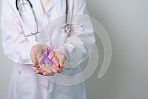 purple Ribbon for Violence, Pancreatic, Esophageal, Testicular cancer, Alzheimer, epilepsy, lupus, Sarcoidosis and Fibromyalgia.