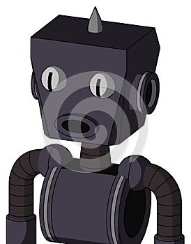 Purple Robot With Box Head And Round Mouth And Two Eyes And Spike Tip