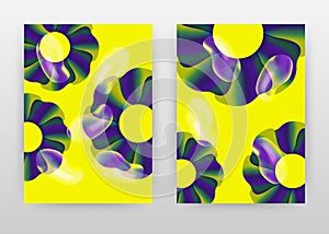 Purple round geometric abstract flower design for annual report, brochure, flyer, leaflet, poster. Geometric purple yellow