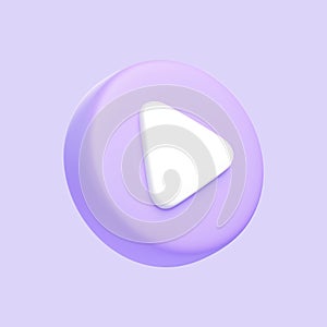 Purple round play button isolated on purple background