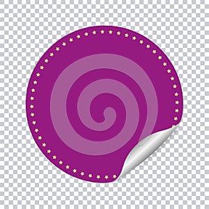 Purple round sticker banner with gold stars frame on transparent background photo