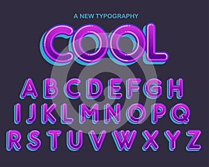 Purple Rounded Cartoon Colorful Typography Design photo