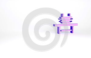 Purple Sauna bench with bucket icon isolated on white background. Minimalism concept. 3d illustration 3D render
