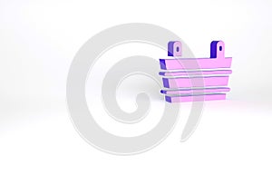 Purple Sauna bucket icon isolated on white background. Minimalism concept. 3d illustration 3D render