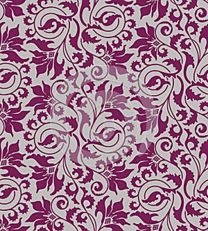 Purple seamless flower damask background