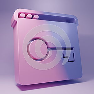 Purple Secure your site with HTTPS, SSL icon isolated on purple background. Internet communication protocol. Minimalism