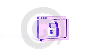 Purple Secure your site with HTTPS, SSL icon isolated on white background. Internet communication protocol. Minimalism