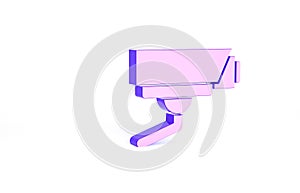 Purple Security camera icon isolated on white background. Minimalism concept. 3d illustration 3D render