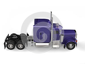 Purple semi trailer big long haul truck